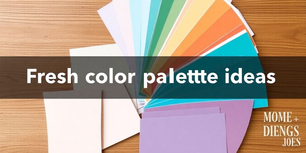 Colorful paint swatches on a wooden table.